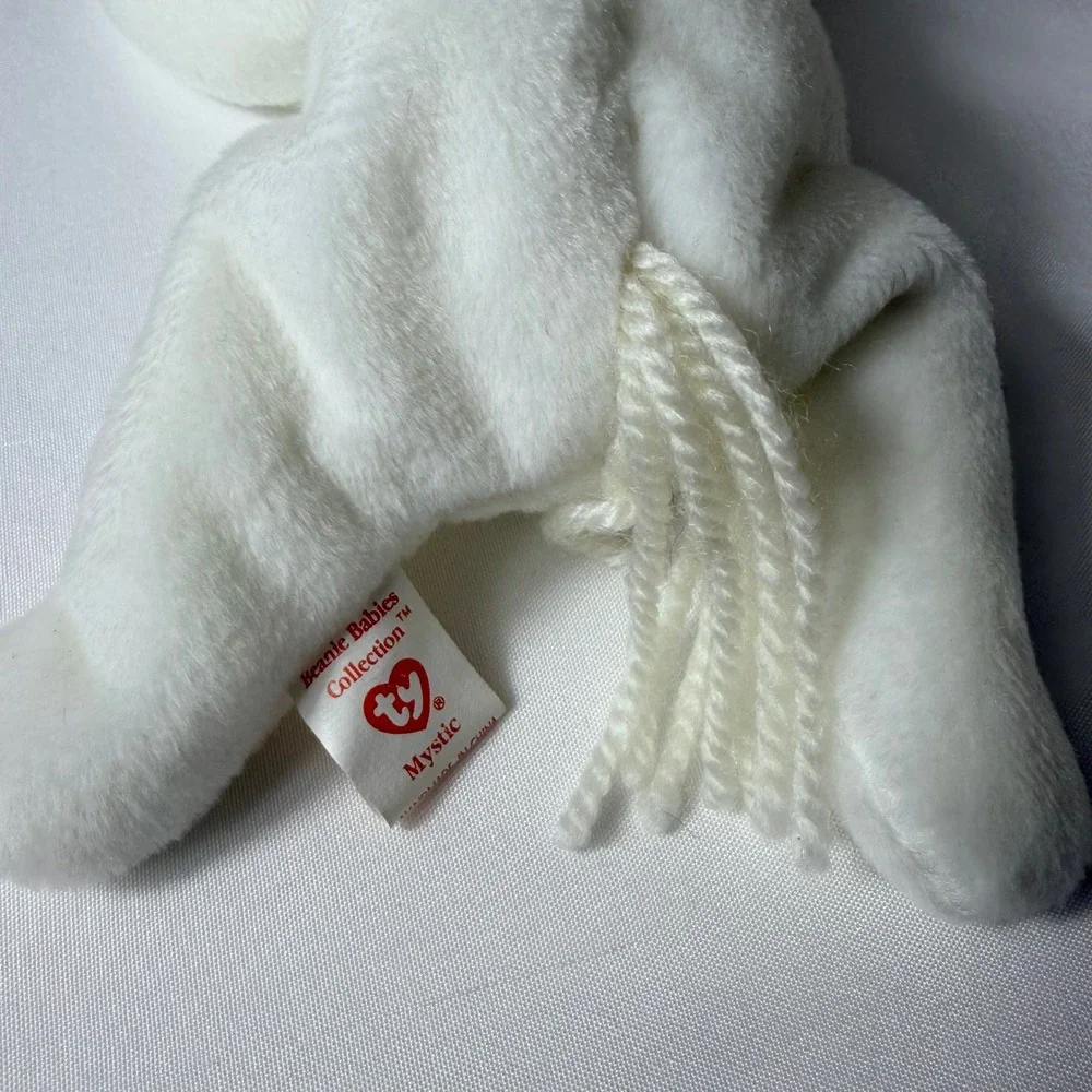 Ty Beanie Babies Mystic the Unicorn Set of 2 Style 4007 White Yarn Mane Vintage